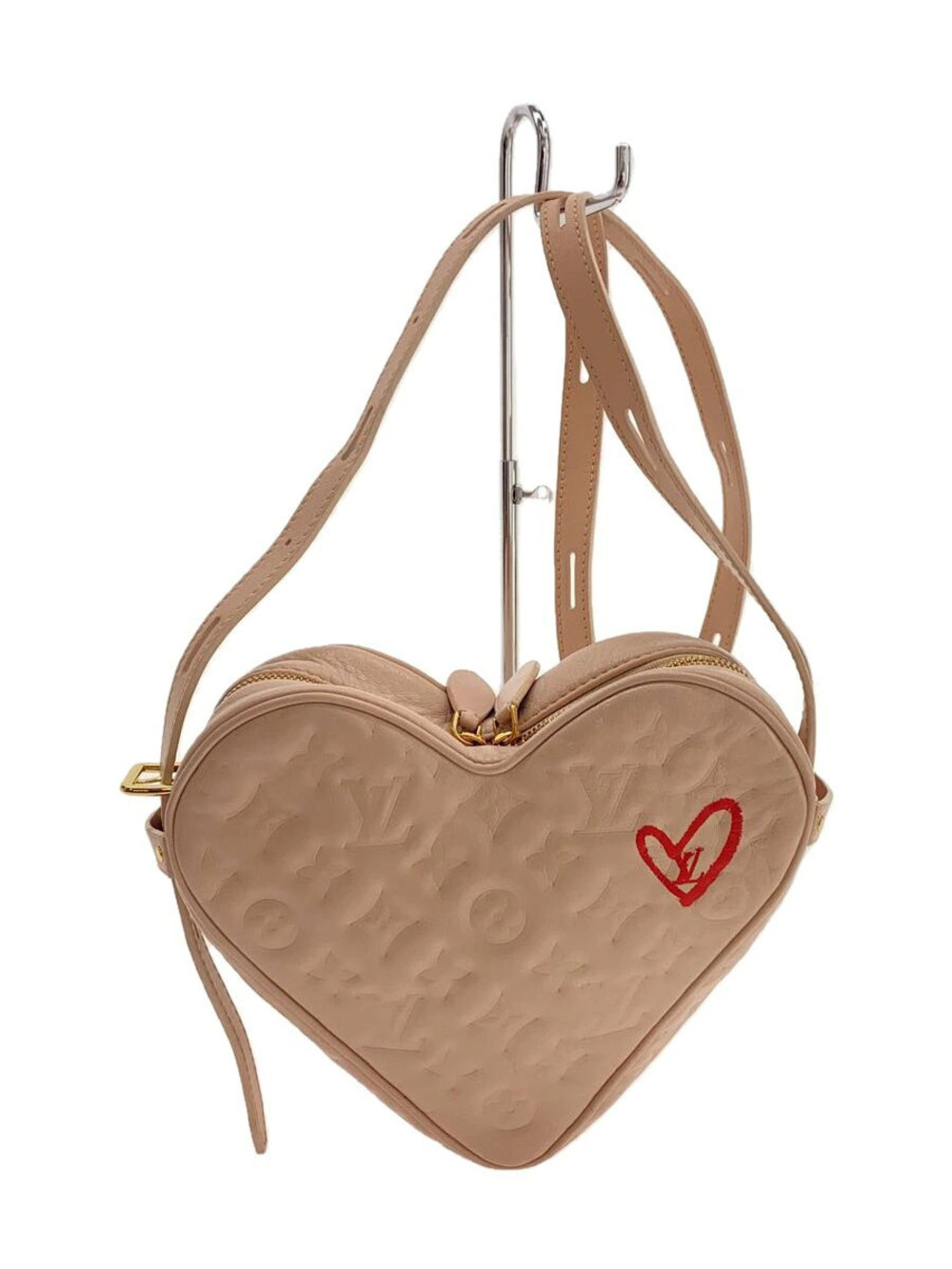 LOUIS VUITTON Cool Falling Love Heart Monogram Sac Shoulder Bag Leather Pink
